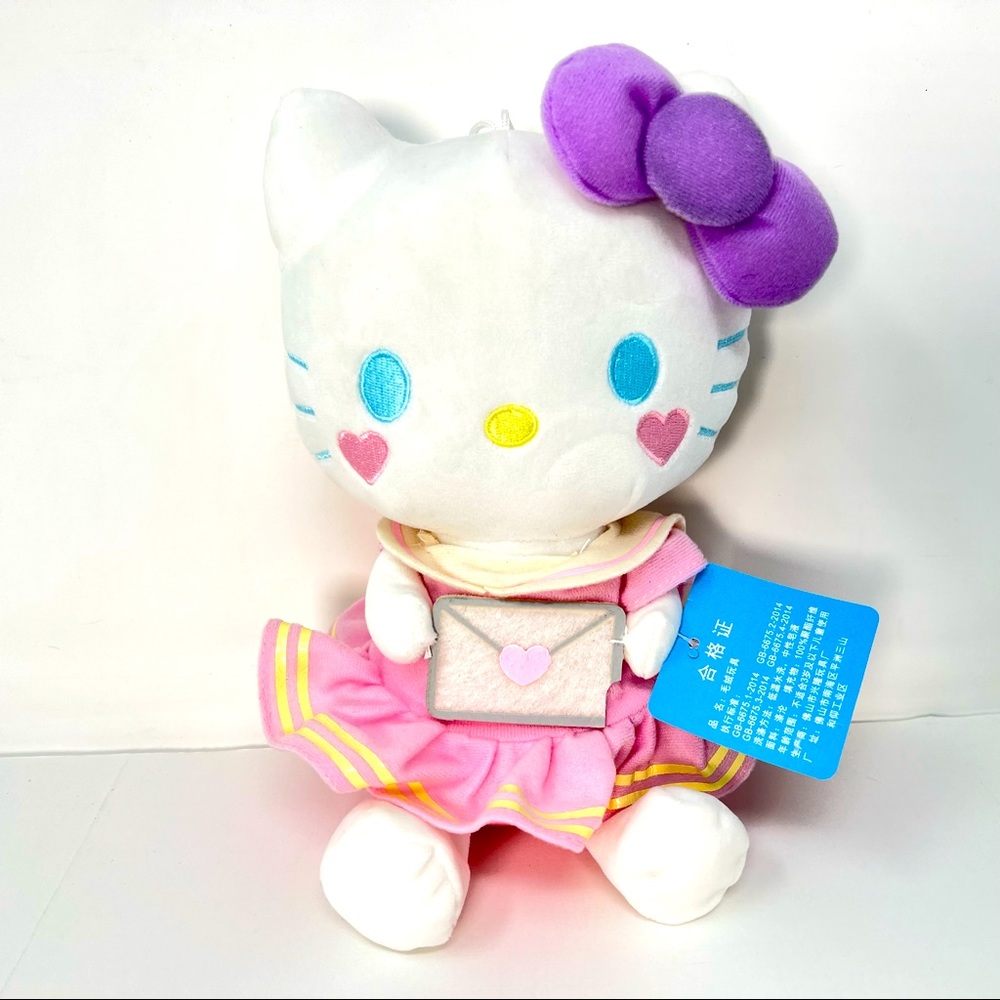 RARE Hello Kitty Pink Pastel Sailor Love Letter Heart Cheeks Plush Plushie